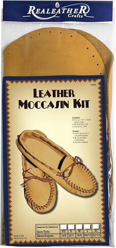 Realeather Adult Moccasin Leathercraft Kit, 12-13, Saddle Tan Brown in Saudi Arabia