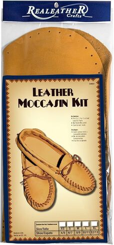 Realeather Adult Moccasin Leathercraft Kit, 12-13, Saddle Tan Brown in Saudi Arabia