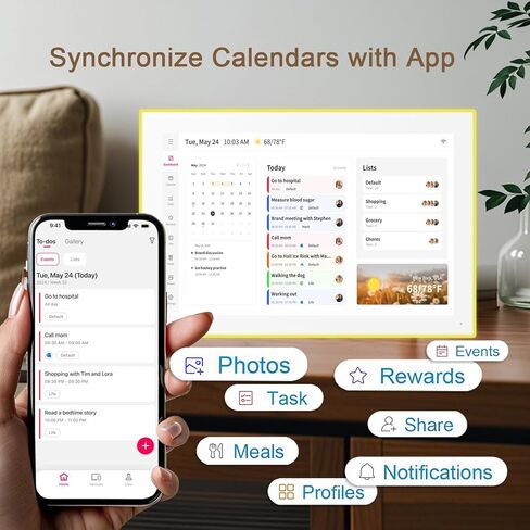 Akimart Calendar: 10.1-inch Wall Planner Digital Calendar & Chore Chart With LED Reminder, Smart Touchscreen Interactive Display for Family Schedules, Hearth Display Digital Calendar, Great for Organizing Your 2026 Year in Kuwait
