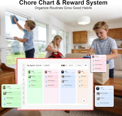 Akimart Calendar: 10.1-inch Wall Planner Digital Calendar & Chore Chart With LED Reminder, Smart Touchscreen Interactive Display for Family Schedules, Hearth Display Digital Calendar, Great for Organizing Your 2026 Year in Kuwait