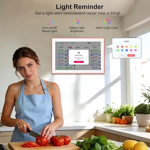 Akimart Calendar: 10.1-inch Wall Planner Digital Calendar & Chore Chart With LED Reminder, Smart Touchscreen Interactive Display for Family Schedules, Hearth Display Digital Calendar, Great for Organizing Your 2026 Year in Kuwait