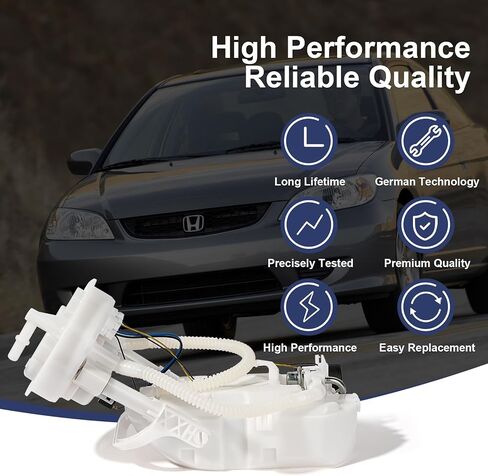 Electric Fuel Pump Module Assembly Compatible with 2001-2005 Honda Civic L4 1.3L 1.7L 2.0L Gas Replace E8566M 17045-S5A-A00 VANBOL0097 with Sending Unit O-ring in Saudi Arabia