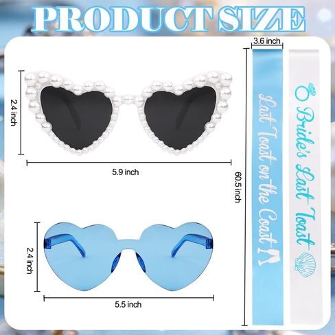 14 قطعة من زخارف حفلات توديع العزوبية الأخيرة على الساحل باللون الأزرق والأبيض على الشاطئ الساحلي لوصيفات العروس ونظارات شمسية مجموعة زينة لحفلات الزفاف وهدايا العروس لوصيفات العروس in Kuwait