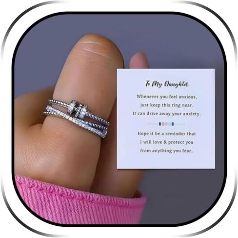 Long tiantian Daughter Gifts from Mom To My Daughter Ring Mother Daughter Rings Daughter Anxiety Worry Rings Spinner Rings for Daughter Christmas Gifts Stocking Stuffers in Kuwait