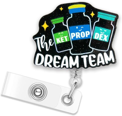 زجاجات مضحكة من ERHACHAIJIA The Dream Team هدية بكرة شارة قابلة للسحب للممرضة والطبيب والصيدلة وطبيب التخدير والجراح CRNA (فضي) in Saudi Arabia