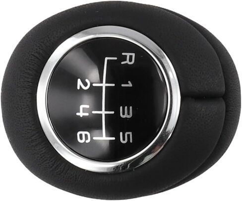 مقبض ناقل الحركة اليدوي 6 سرعات لمرسيدس بنز الفئة C (W203/W204/T204)، الفئة E (W212/A207/C207)، والفئة GLK (X204) - جلد مع لمسات من الكروم، قطر الفتحة 14.5 مم، أسود in Kuwait