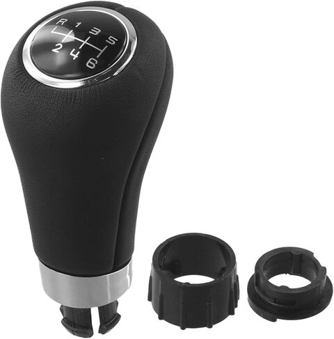 مقبض ناقل الحركة اليدوي 6 سرعات لمرسيدس بنز الفئة C (W203/W204/T204)، الفئة E (W212/A207/C207)، والفئة GLK (X204) - جلد مع لمسات من الكروم، قطر الفتحة 14.5 مم، أسود in Kuwait