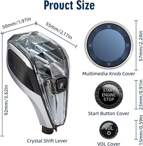 ملحقات مقبض التحول الكريستالي MH 4 قطع (LHD) مع ضوء LED برتقالي 3 - لسلسلة BMW X3 X5 X6 X7 G01 G02 G08 G05 G06 G16 G29 i4 ix3/Z4 in Kuwait