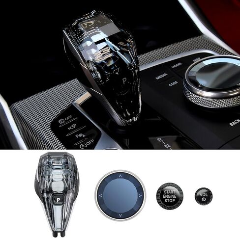 ملحقات مقبض التحول الكريستالي MH 4 قطع (LHD) مع ضوء LED برتقالي 3 - لسلسلة BMW X3 X5 X6 X7 G01 G02 G08 G05 G06 G16 G29 i4 ix3/Z4 in Kuwait