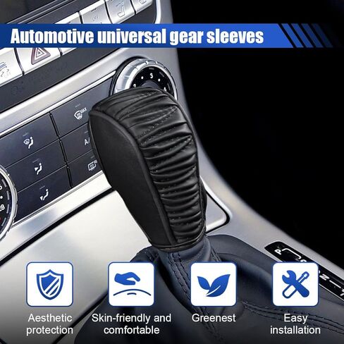 YoRise Leather Car Gear Shift Cover, Anti-Slip Dust Waterproof Shift Knob Cover, Soft Breathable Shifter Stick Protector Decoration Accessories, Car Shifter Covers for Most Vehicles (Black) in Saudi Arabia