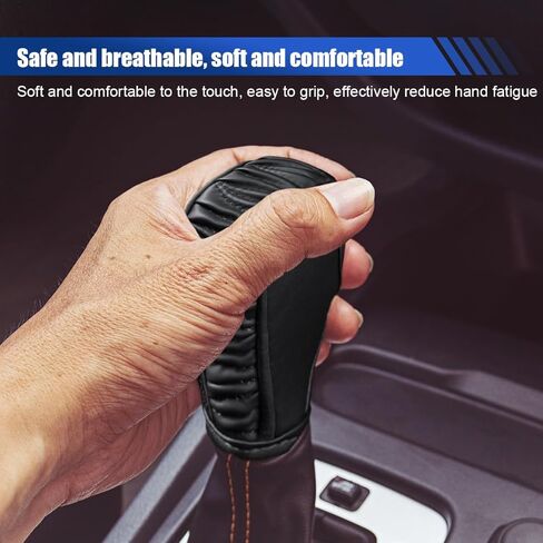 YoRise Leather Car Gear Shift Cover, Anti-Slip Dust Waterproof Shift Knob Cover, Soft Breathable Shifter Stick Protector Decoration Accessories, Car Shifter Covers for Most Vehicles (Black) in Saudi Arabia