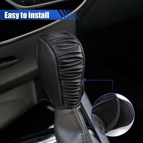 YoRise Leather Car Gear Shift Cover, Anti-Slip Dust Waterproof Shift Knob Cover, Soft Breathable Shifter Stick Protector Decoration Accessories, Car Shifter Covers for Most Vehicles (Black) in Saudi Arabia