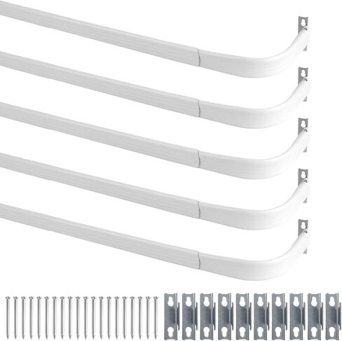 5 Pcs Curtain Single Rods Bulk Included Hardware and Bracket White Adjustable Tension Rod for Kitchen Windows Door Valance Sash Curtains(22-45 Inch) in Kuwait