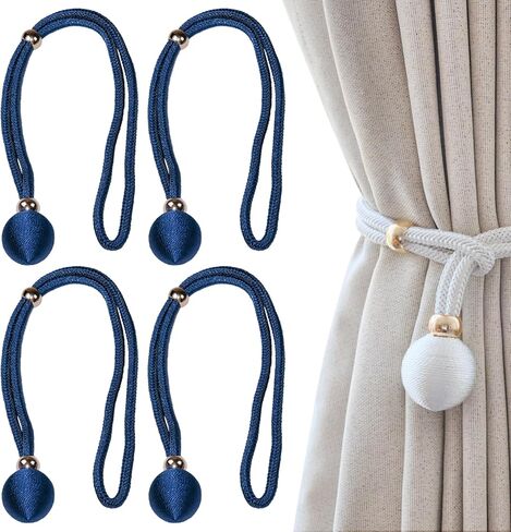 ستائر Tiebacks ديكورية مع كرة، 4 عبوات بسيطة وأنيقة مصنوعة يدويًا للستائر الحديثة، وحفلات الزفاف، والمكتب المنزلي (برتقالي) in Kuwait