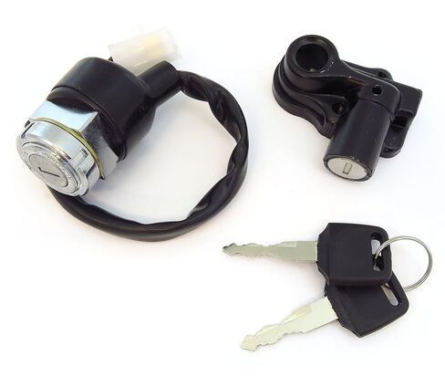 Square Plug Ignition Switch & Seat Lock Set Matching Key - Fits Honda CB200 CL200 CB350F CB360 CL360 CB500K CB500 CB550 CB750 in Saudi Arabia