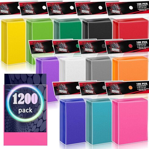 600PS Matte Trading Card Protective Sleeves,Top Loaders Binder Card Sleeves Fit for Baseball,Football,Magic,MTG,TCG,Yugioh Sleeves(6 Colours Style 2) in Kuwait