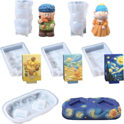 Candle Silicone Molds, Cute Snowman Family Bonfire Moldes De Silicona para Velas with Base Mould, 3D Silicon Moulds for Epoxy Resin Wax Soap Gypsum Plaster Concrete Cement Art Making in Saudi Arabia