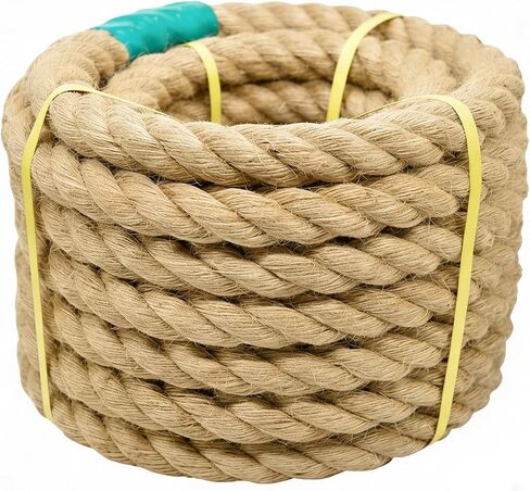 Jute Rope Natural Jute Manila Rope Nautical Hemp Rope Twisted Natural Thick Heavy Duty Rope for Crafts, Bundling,Anchor, Hammock, Nautical, Tug of War, Railings,Decorate (1-1/2 in X 100 Ft) in Kuwait