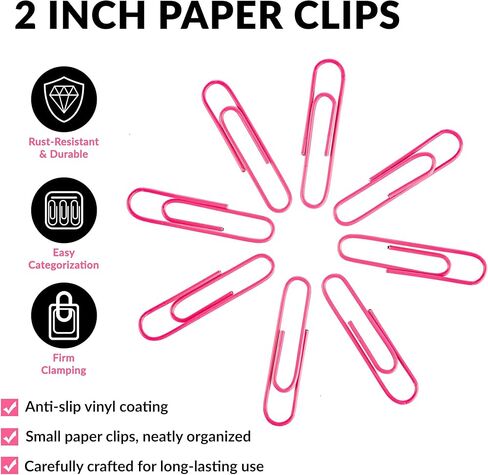 Jumbo Paper Clips, 2 Inch Large Paper Clip, 100 pcs Paperclips (Jumbo, Pink) in Kuwait