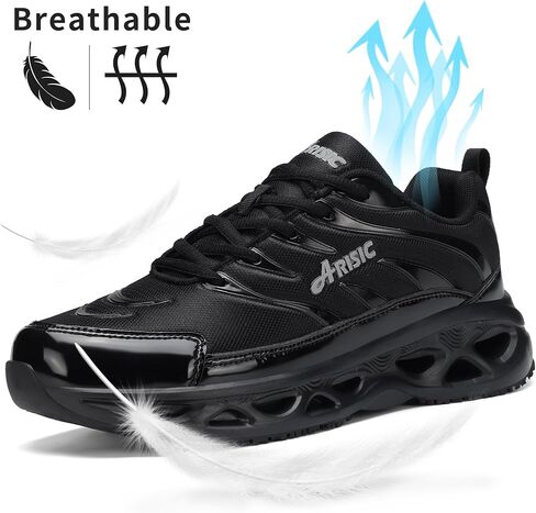 Non Slip Work Shoes for Men Women Waterproof Sneakers Men Comfortable Restaurant Chef Shoes Slip Resistant Shoes for Men Breathable Walking Sneakers for Daily Use Black in Saudi Arabia
