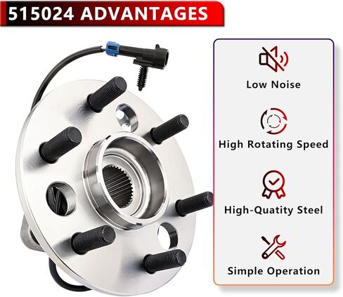 4WD 515024 2pcs Front Wheel Bearing Hub Assembly for Cadillac Escalade 1999-2000, for Chevy Tahoe 1995-2000, for GMC Yukon, for K1500(Suburban) 1995-1999, for K2500 (Suburban) 1995, 6-Lug w/ABS in Kuwait