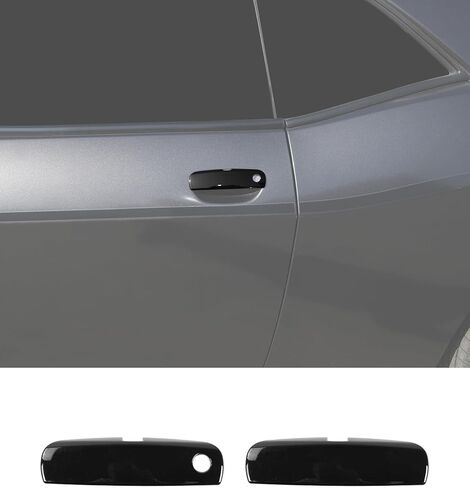 2Pcs Exterior Door Handle Covers Trim Overlay Compatible with Dodge Challenger 2012 +, Black Outside Door Handle Protector Shell for Dodge Challenger Exterior Accessories in Kuwait