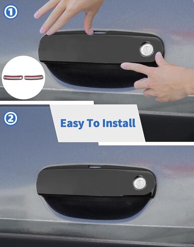 2Pcs Exterior Door Handle Covers Trim Overlay Compatible with Dodge Challenger 2012 +, Black Outside Door Handle Protector Shell for Dodge Challenger Exterior Accessories in Kuwait