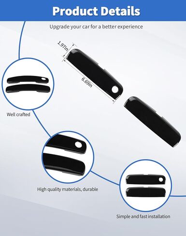 2Pcs Exterior Door Handle Covers Trim Overlay Compatible with Dodge Challenger 2012 +, Black Outside Door Handle Protector Shell for Dodge Challenger Exterior Accessories in Kuwait