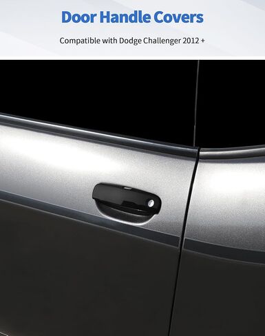 2Pcs Exterior Door Handle Covers Trim Overlay Compatible with Dodge Challenger 2012 +, Black Outside Door Handle Protector Shell for Dodge Challenger Exterior Accessories in Kuwait