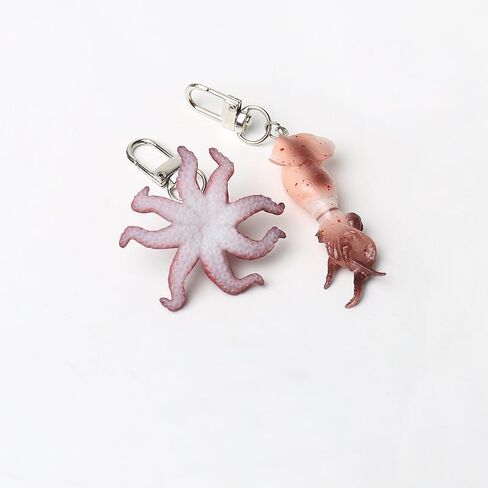 2Pcs Simulated Squid Octopus Keychain Fun Seafood Keychain Weird Personalized Backpack Earphone Accessories Daily Car Pendant in Kuwait