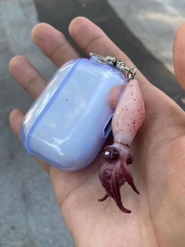 2Pcs Simulated Squid Octopus Keychain Fun Seafood Keychain Weird Personalized Backpack Earphone Accessories Daily Car Pendant in Kuwait