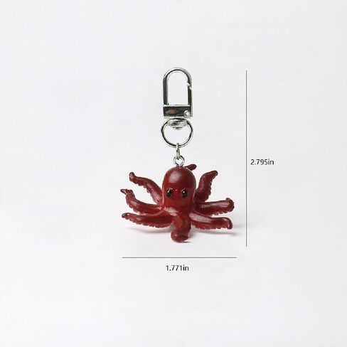 2Pcs Simulated Squid Octopus Keychain Fun Seafood Keychain Weird Personalized Backpack Earphone Accessories Daily Car Pendant in Kuwait