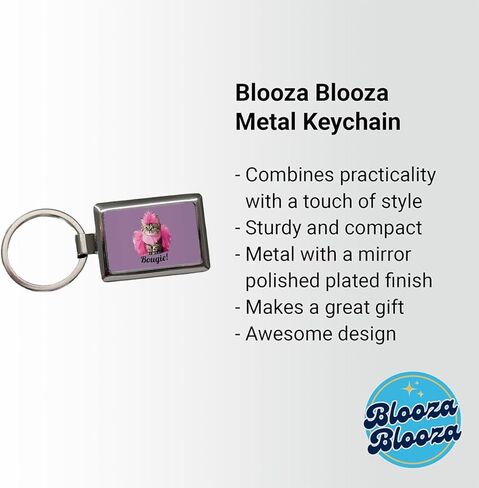 القط بوجي مضحك الوردي ريشة بوا مستطيل سلسلة المفاتيح المعدنية in Kuwait