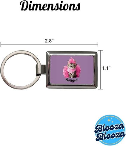 القط بوجي مضحك الوردي ريشة بوا مستطيل سلسلة المفاتيح المعدنية in Kuwait