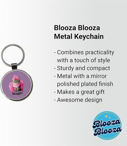 Cat Bougie Funny Pink Feather Boa Round Metal Keychain in Kuwait