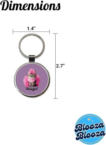 Cat Bougie Funny Pink Feather Boa Round Metal Keychain in Kuwait