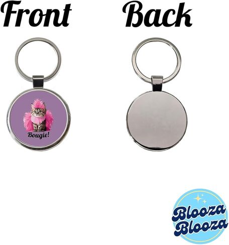 Cat Bougie Funny Pink Feather Boa Round Metal Keychain in Kuwait