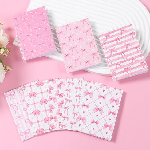 24 Pcs Pink Bow Notebooks, Cute Coquette Bow Design Blank Lined Notebooks, Paper Hardcover Aesthetic Stitched Notepads Desk Accessories for Women Office School Preppy Supplies in Saudi Arabia