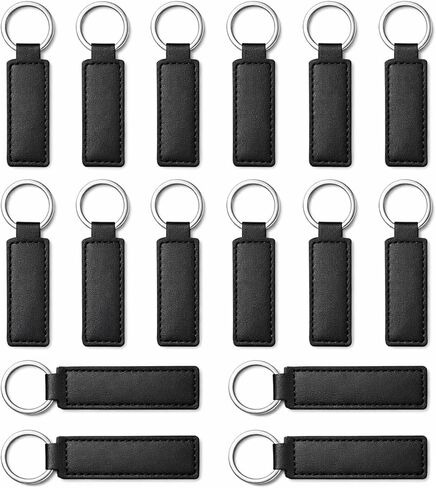 16 Packs PU Leather Keychain Strap Black Keychains PU Tag with 3cm Metal Key Ring Durable Leather Key Fob for Keys, Car Keychain, Bag Charms, DIY Crafts, Gifts in Kuwait