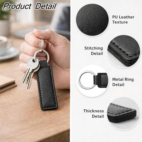 16 Packs PU Leather Keychain Strap Black Keychains PU Tag with 3cm Metal Key Ring Durable Leather Key Fob for Keys, Car Keychain, Bag Charms, DIY Crafts, Gifts in Kuwait