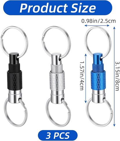 3 PCS Quick Release Keychain Quick Disconnect Keychain, Detachable Key Ring Release Keychains Pull Apart Key Chain Metal Safety for Men, Women, Keys, Car Purse Bag (3 Colors) in Saudi Arabia