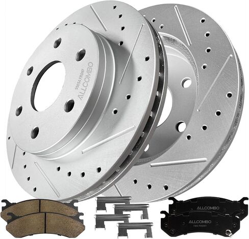 Allcombo 12" Front Brake Kit for 2000 2001 2002 2003 2004 2005 2006 Chevrolet Suburban 1500, for Avalanche Silverado, GMC Sierra Yukon XL Cadillac Escalade Replacement Drilled Slotted Rotors Pads in Saudi Arabia