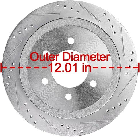 Allcombo 12" Front Brake Kit for 2000 2001 2002 2003 2004 2005 2006 Chevrolet Suburban 1500, for Avalanche Silverado, GMC Sierra Yukon XL Cadillac Escalade Replacement Drilled Slotted Rotors Pads in Saudi Arabia