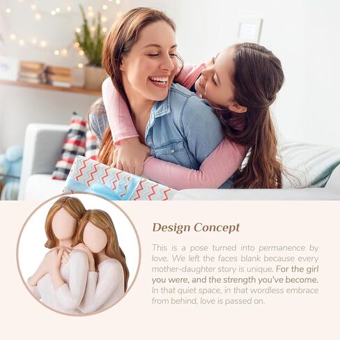 Mom Birthday Gifts from Daughter: Mother Daughter Back Hug Resin Figurine Keepsake - Unique Gift for Mama on Mothers Day Christmas in Kuwait