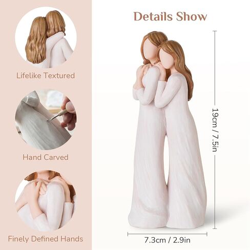 Mom Birthday Gifts from Daughter: Mother Daughter Back Hug Resin Figurine Keepsake - Unique Gift for Mama on Mothers Day Christmas in Kuwait