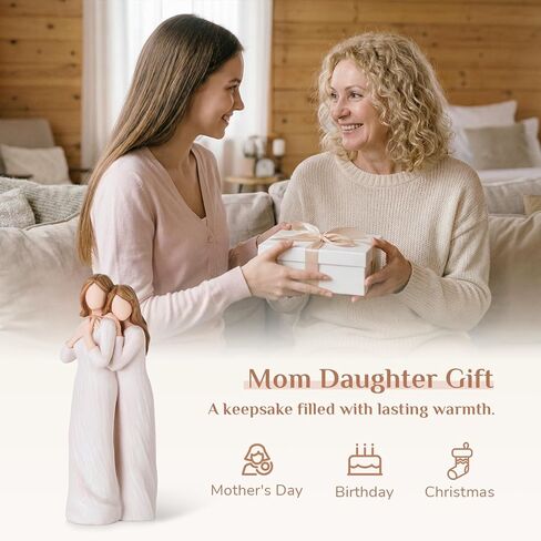 Mom Birthday Gifts from Daughter: Mother Daughter Back Hug Resin Figurine Keepsake - Unique Gift for Mama on Mothers Day Christmas in Kuwait