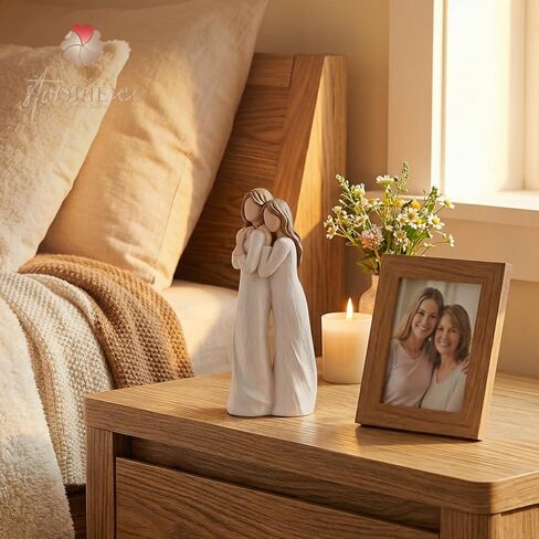 Mom Birthday Gifts from Daughter: Mother Daughter Back Hug Resin Figurine Keepsake - Unique Gift for Mama on Mothers Day Christmas in Kuwait