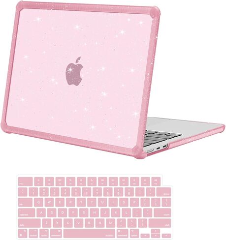 MOSISO Compatible with MacBook Air 13 inch Case M5 2026 M4 2025 M3 M2 2024-2022 A3449 A3240 A3113 A2681, Glitter Plastic Hard Shell with TPU Bumper&Keyboard Cover for MacBook Air 13.6, Transparent in Saudi Arabia