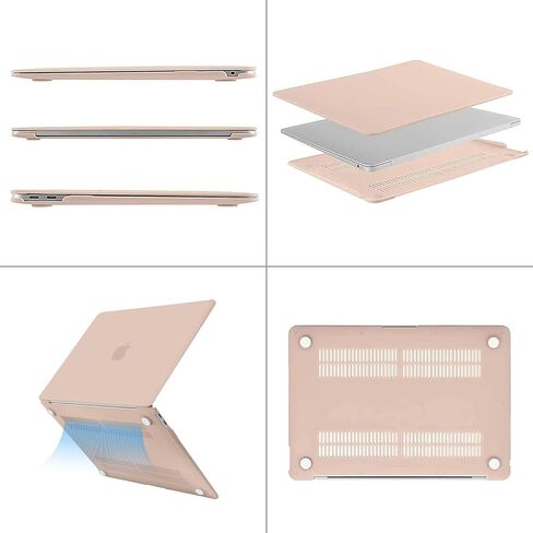 MOSISO Compatible with MacBook Air 13 inch Case 2022, 2021-2018 Release A2337 M1 A2179 A1932, Plastic Hard Shell&Polyester Vertical Sleeve Bag&Keyboard Cover&Screen Protector&Storage Bag,Apricot&Camel in Saudi Arabia