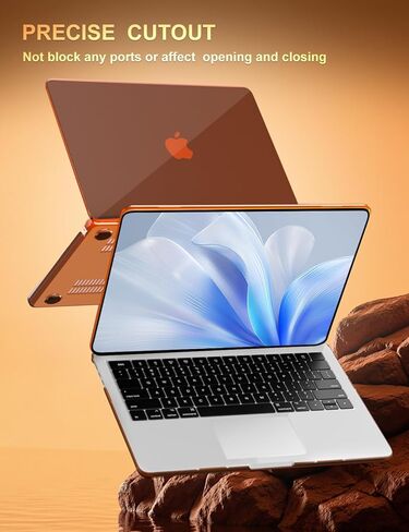 حزمة حافظة صلبة شفافة من PHOCAR لجهاز MacBook Air 13.6 بوصة، متوافقة مع موديلات M4/M3/M2 A3240/A3113/A2681، غطاء حماية برتقالي شفاف مع غطاء لوحة المفاتيح، واقي الشاشة ولوحة الماوس in Kuwait